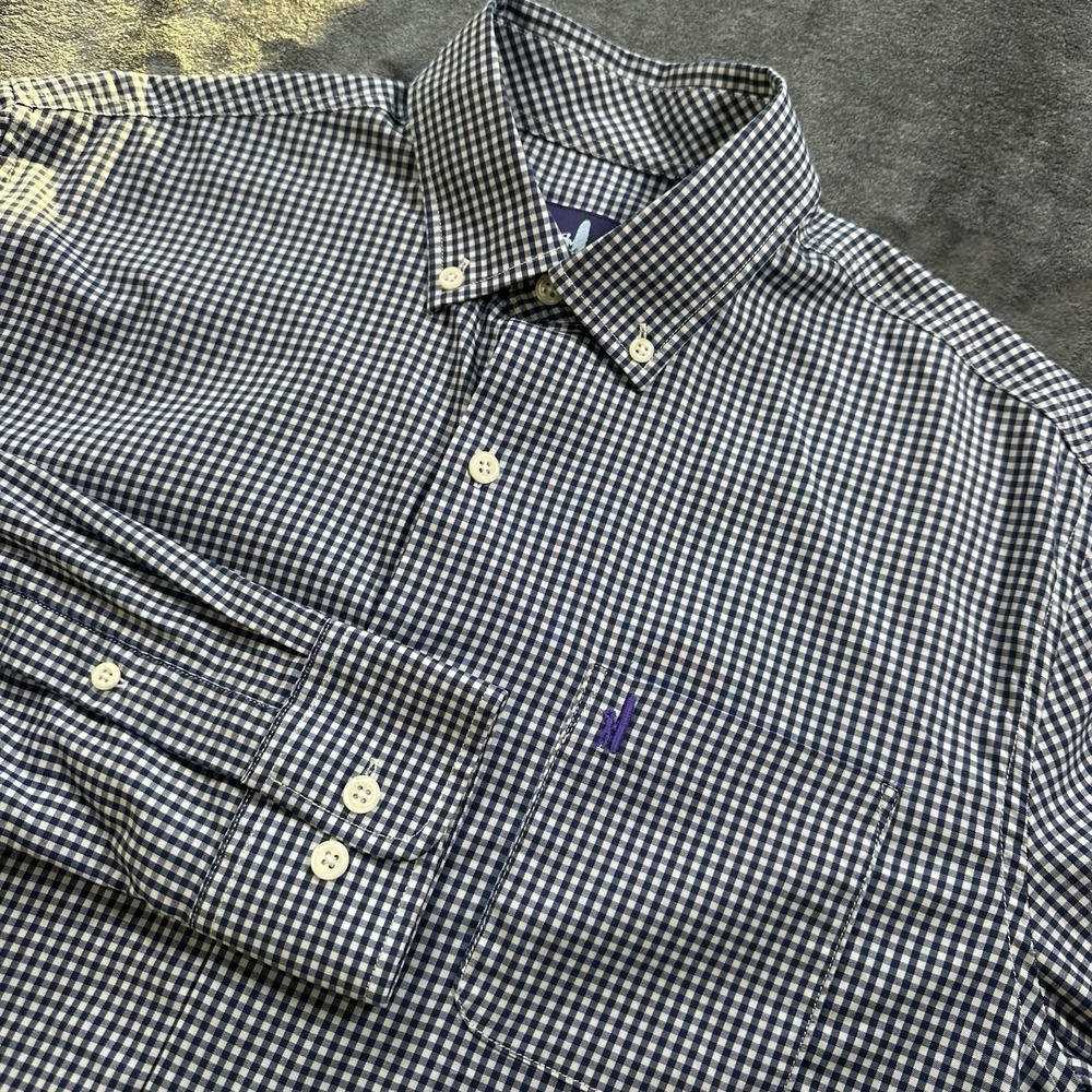 Johnnie-O Performance Button Down Shirt MENS SMALL Gingham Check Bamboo Rayon